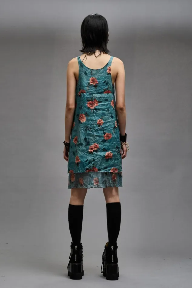 LAYERED FLOUNCE TANK SLIP 8211 BLUE FLORAL Women R13 Dresses and Skirts