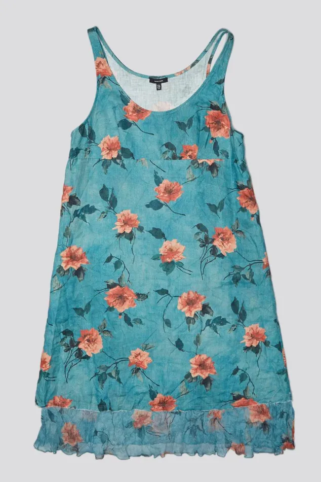 LAYERED FLOUNCE TANK SLIP 8211 BLUE FLORAL Women R13 Dresses and Skirts