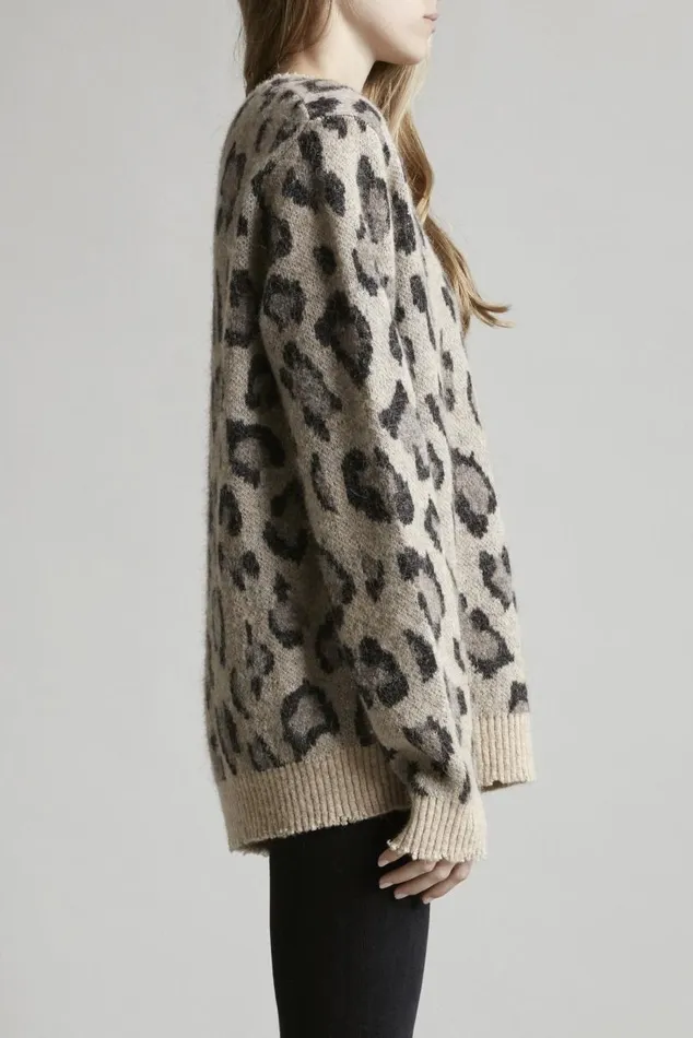 LEOPARD CASHMERE CREWNECK SWEATER Women R13 Sweaters