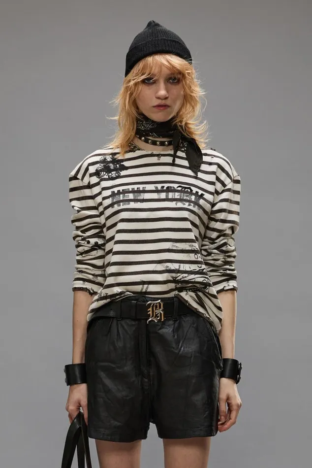 LONG SLEEVE BRETON TEE 8211 BLACK AND WHITE STRIPE Women R13 TShirts