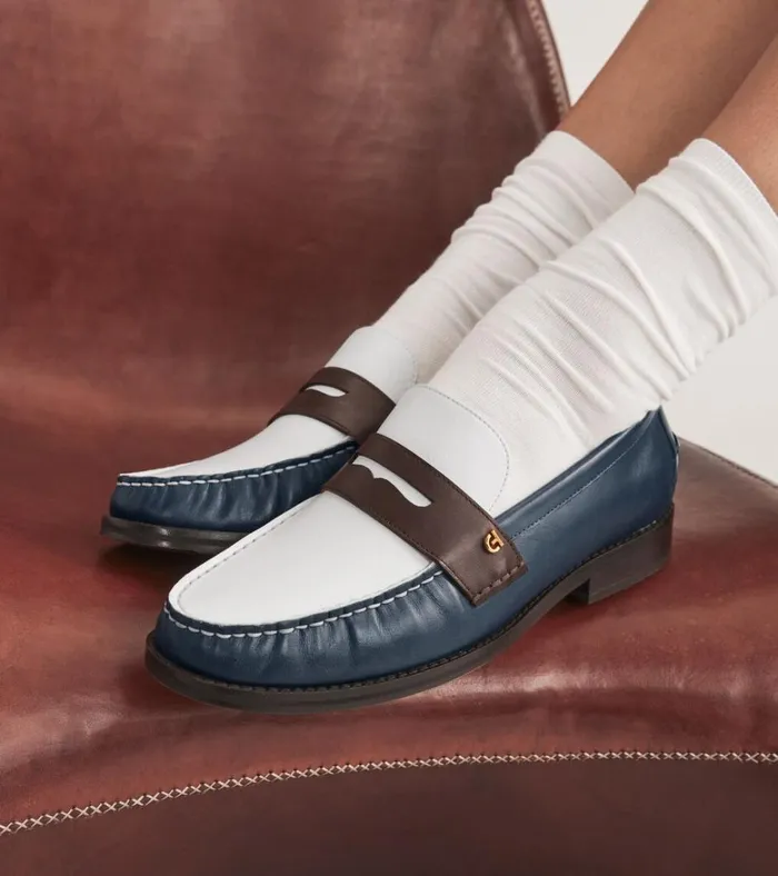 Lux Pinch Penny Loafers Ivorychocolateblue Wing Teal Women Cole Haan Loafers and Drivers