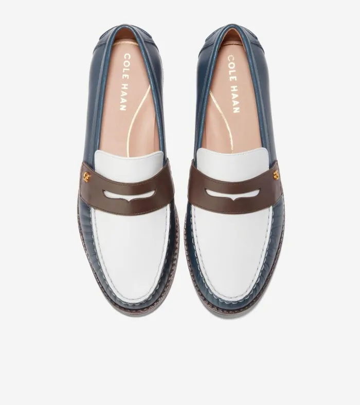Lux Pinch Penny Loafers Ivorychocolateblue Wing Teal Women Cole Haan Loafers and Drivers