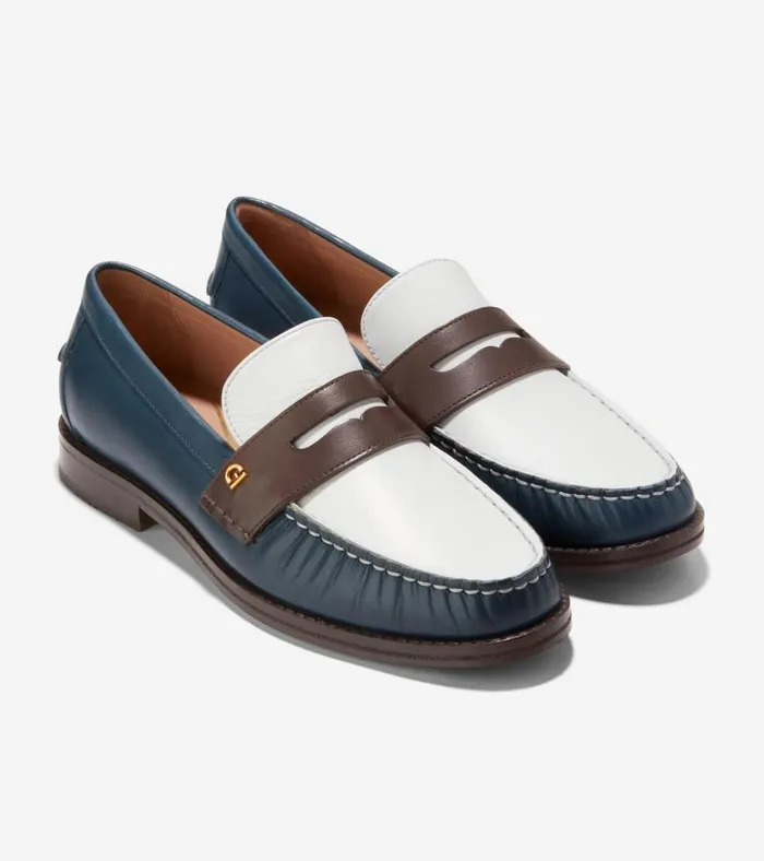 Lux Pinch Penny Loafers Ivorychocolateblue Wing Teal Women Cole Haan Loafers and Drivers