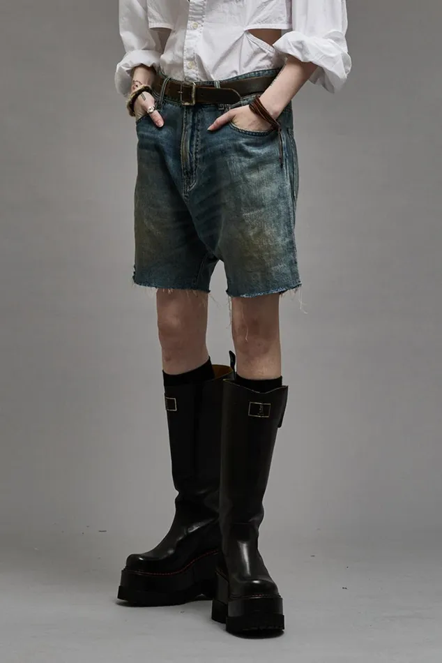 MARKY DROP SHORT 8211 WEBER LINEN INDIGO Women R13 Denim