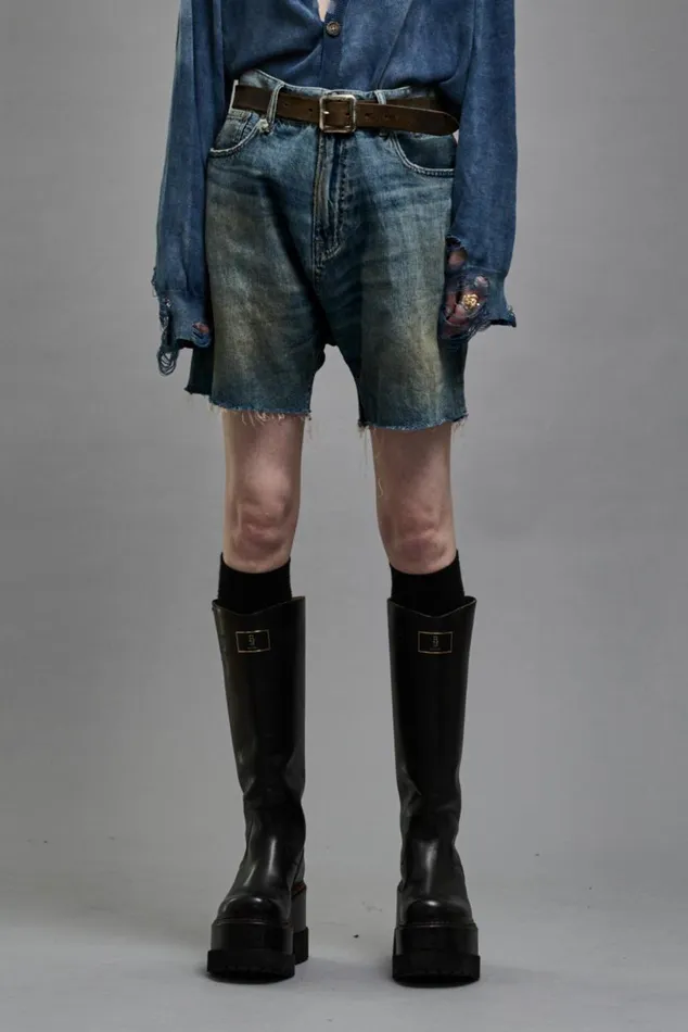 MARKY DROP SHORT 8211 WEBER LINEN INDIGO Women R13 Denim