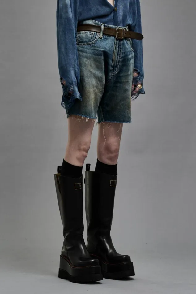 MARKY DROP SHORT 8211 WEBER LINEN INDIGO Women R13 Denim