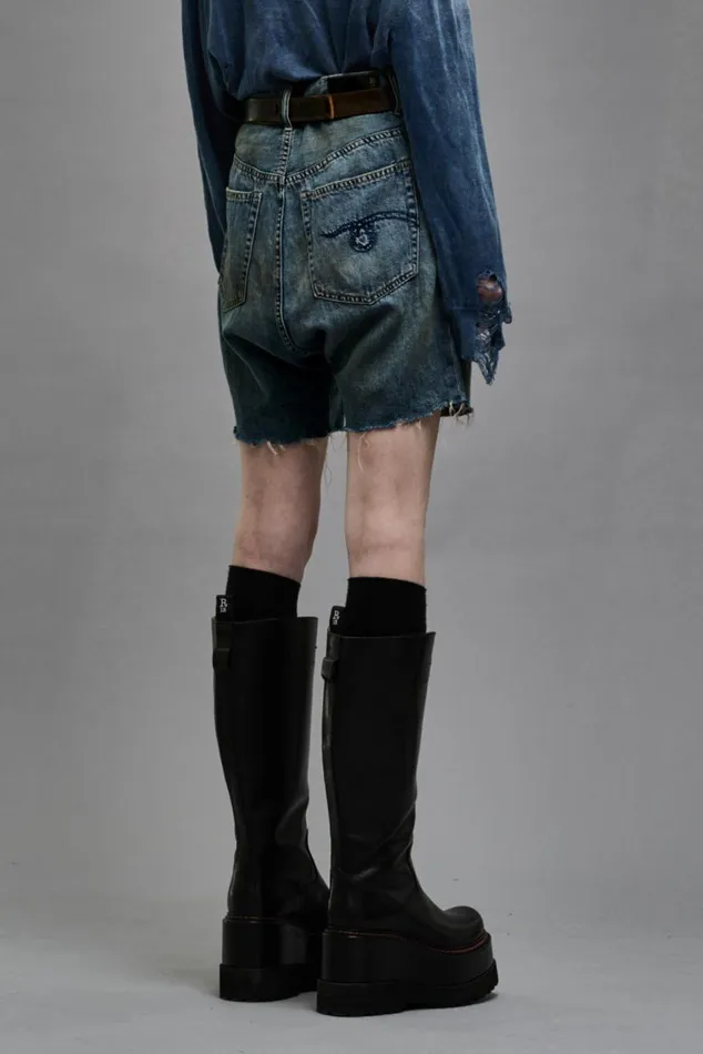 MARKY DROP SHORT 8211 WEBER LINEN INDIGO Women R13 Denim