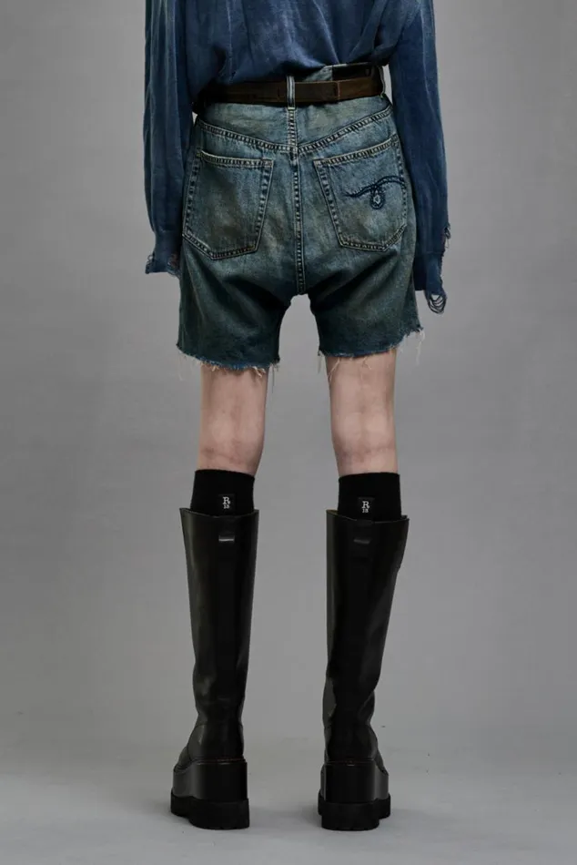 MARKY DROP SHORT 8211 WEBER LINEN INDIGO Women R13 Denim