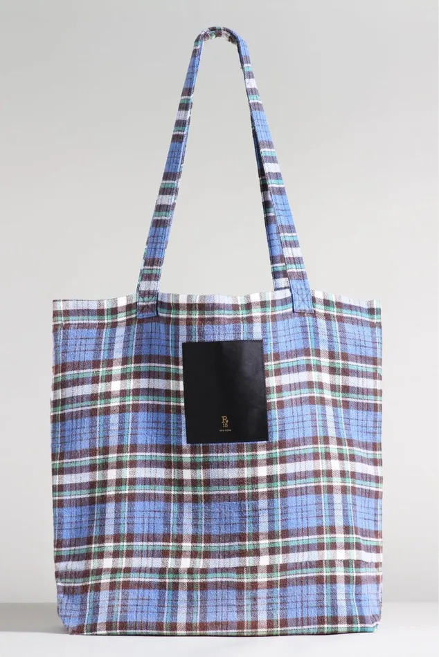 MEDIUM TOTE BAG 8211 BLUEGREEN PLAID Women R13 Accessories