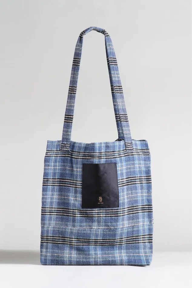 MEDIUM TOTE BAG 8211 BLUE PLAID Women R13 Accessories