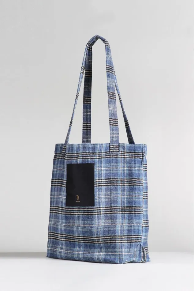 MEDIUM TOTE BAG 8211 BLUE PLAID Women R13 Accessories