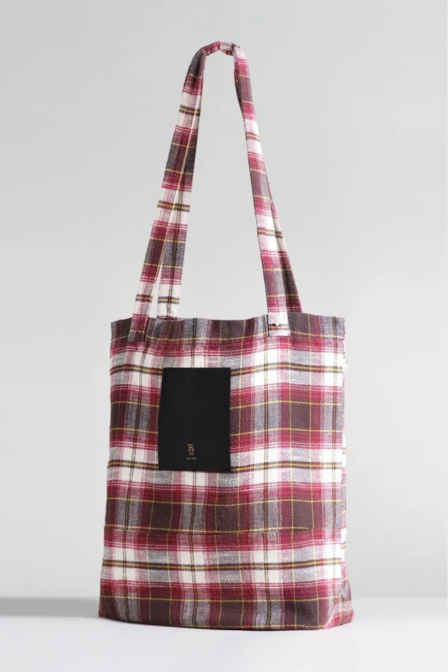 MEDIUM TOTE BAG 8211 ECRUMAROON PLAID Women R13 Accessories