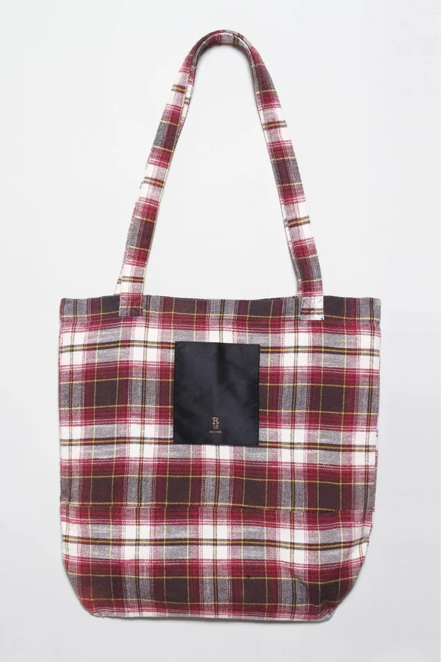 MEDIUM TOTE BAG 8211 ECRUMAROON PLAID Women R13 Accessories