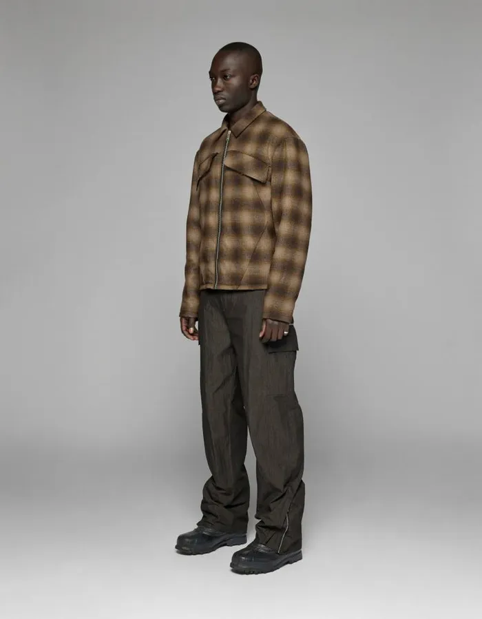 Men Shirts Han Kjbenhavn Padded Checked Overshirt 8211 Dark Brown