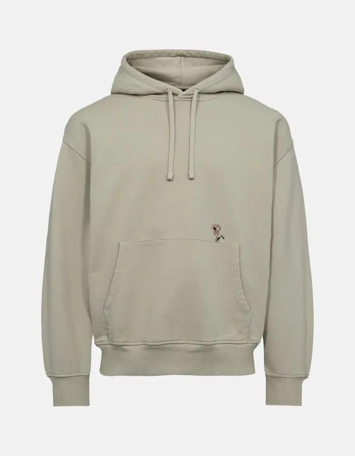 Men Sweatshirts Han Kjbenhavn Roots Embroidery Hoodie 8211 Sand