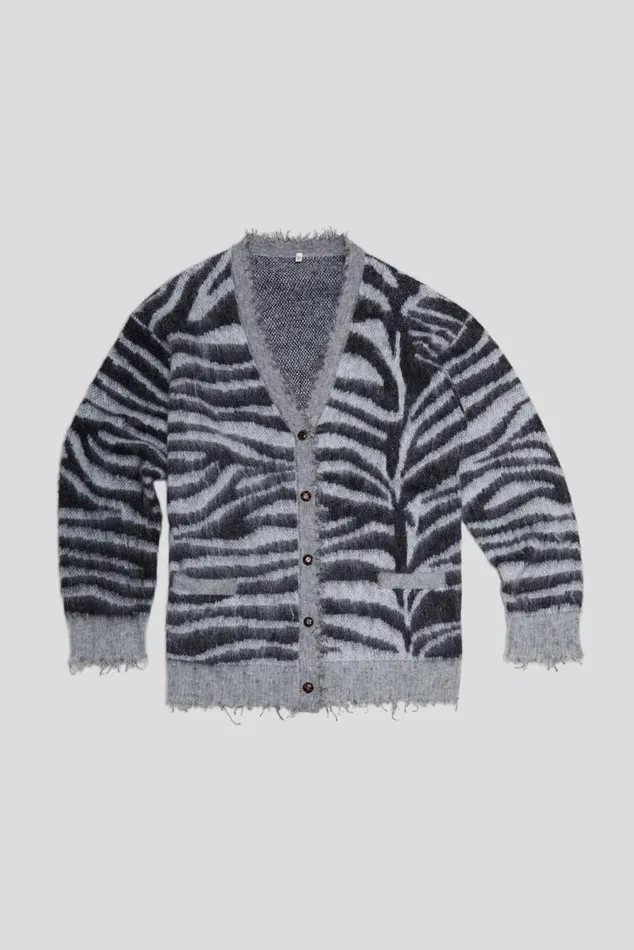 MOHAIR BOYFRIEND CARDIGAN 8211 ZEBRA JACQUARD Women R13 Sweaters