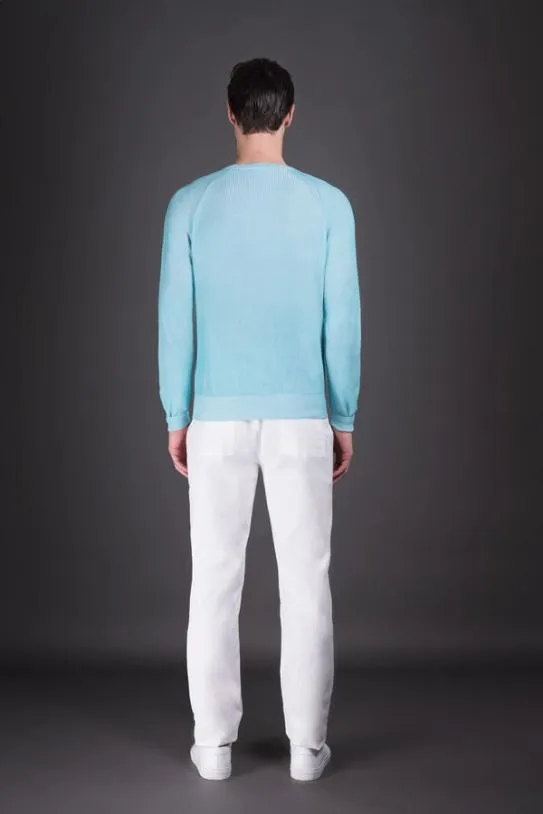 MooRER CORNELIUSSIA Carribeanturquoisebianco Men Knitwear