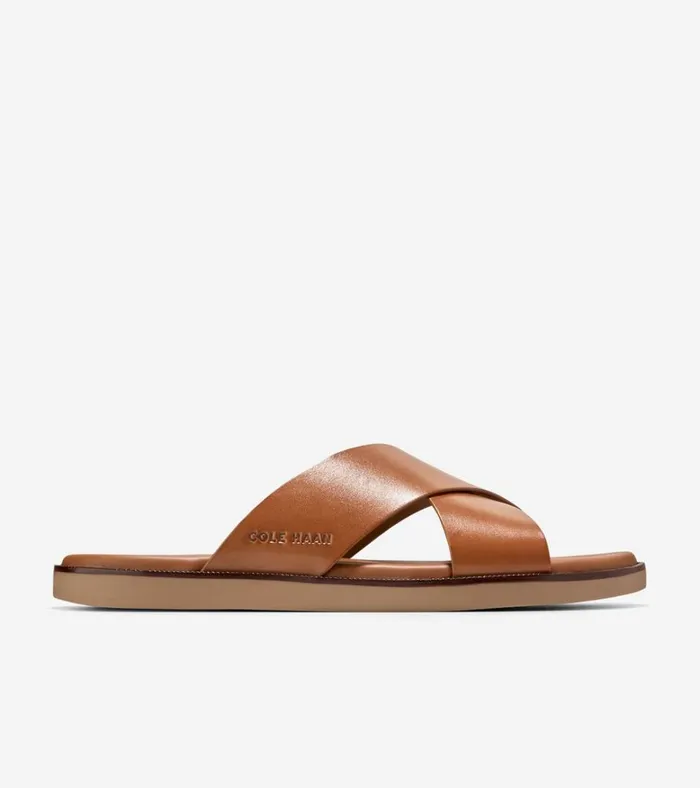 Nantucket Cross Strap Sandals British Tandark Latte Men Cole Haan Sandals