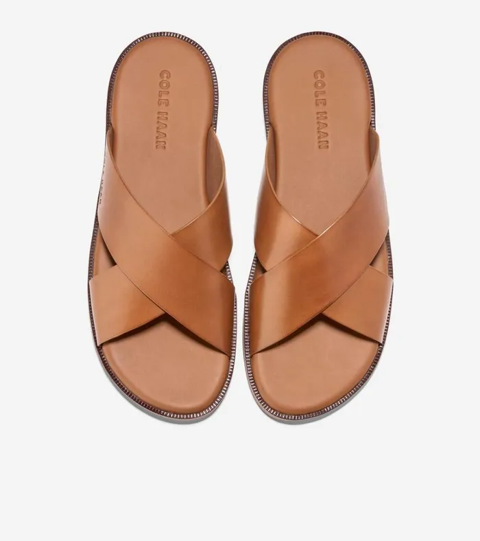 Nantucket Cross Strap Sandals British Tandark Latte Men Cole Haan Sandals