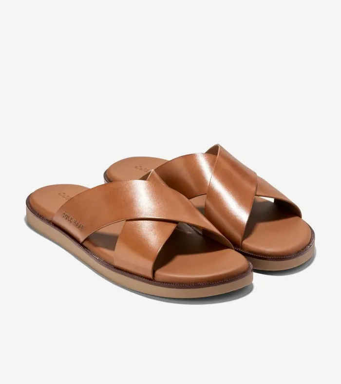 Nantucket Cross Strap Sandals British Tandark Latte Men Cole Haan Sandals
