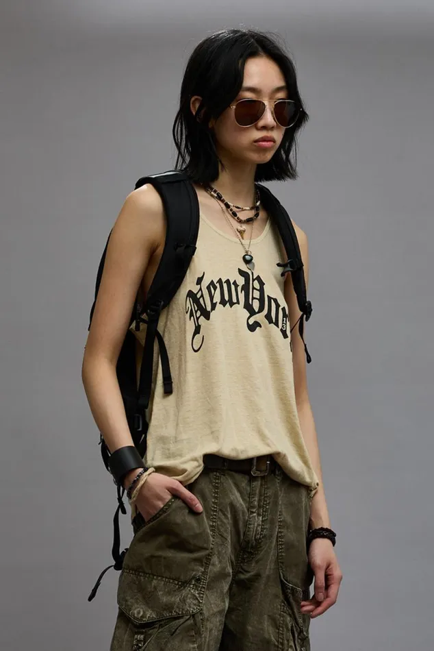 NEW YORK RELAXED TANK 8211 KHAKI Women R13 TShirts