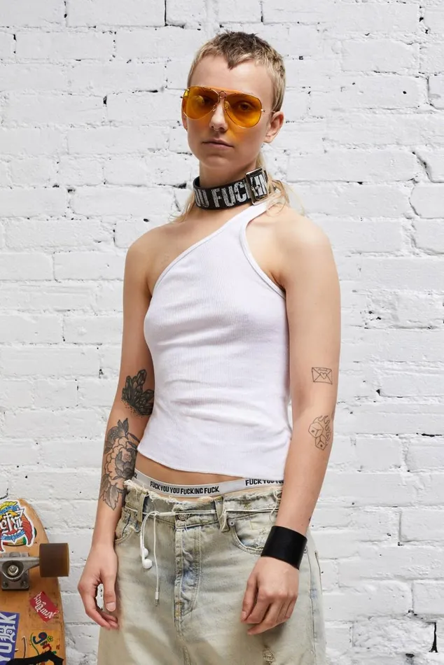 ONESHOULDER TANK 8211 WHITE Women R13 TShirts