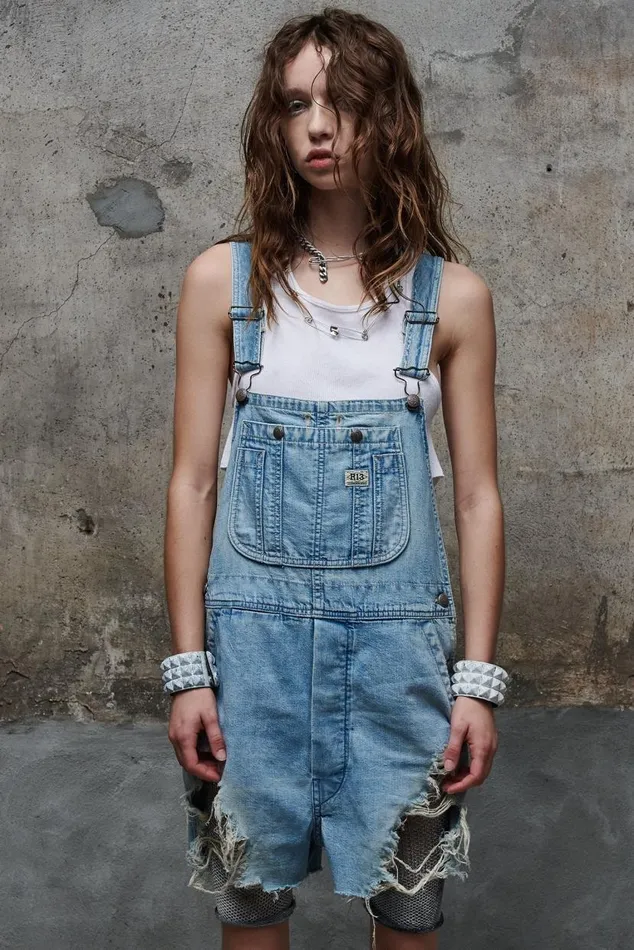 Overall Short 8211 Pale Blue Official Site Women R13 Denim