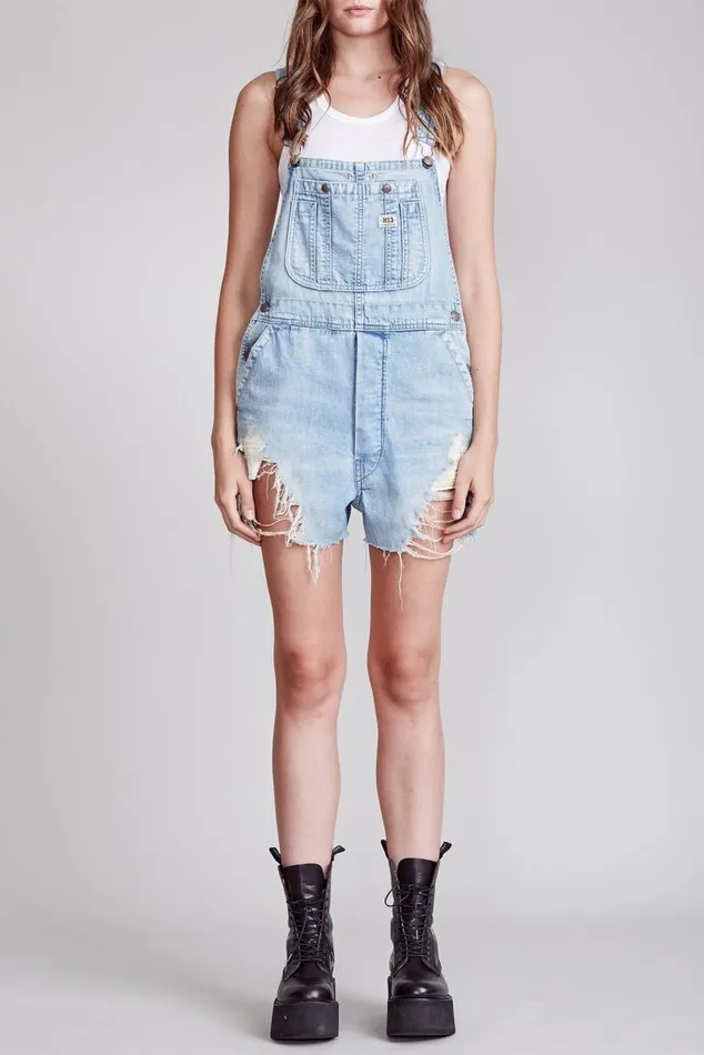 Overall Short 8211 Pale Blue Official Site Women R13 Denim