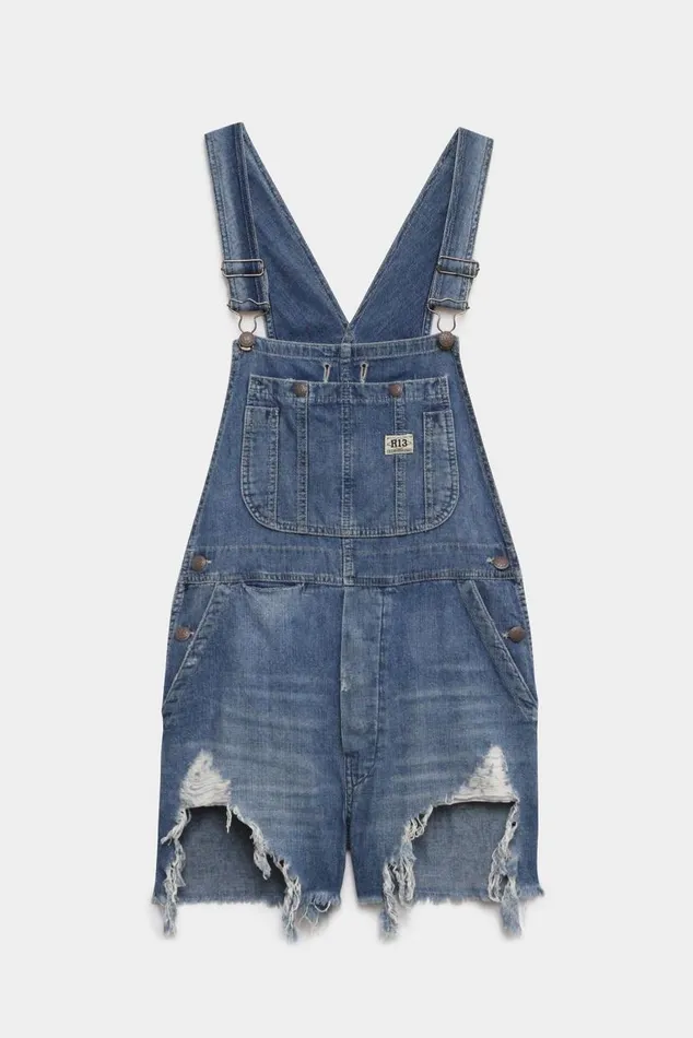 Overall Short 8211 Pale Blue Official Site Women R13 Denim