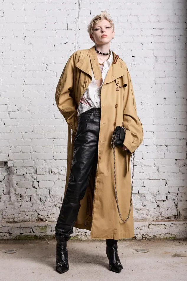 OVERSIZED DECONSTRUCTED TRENCH COAT 8211 KHAKI Women R13 Jackets and Coats