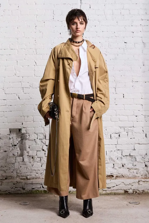 OVERSIZED DECONSTRUCTED TRENCH COAT 8211 KHAKI Women R13 Jackets and Coats