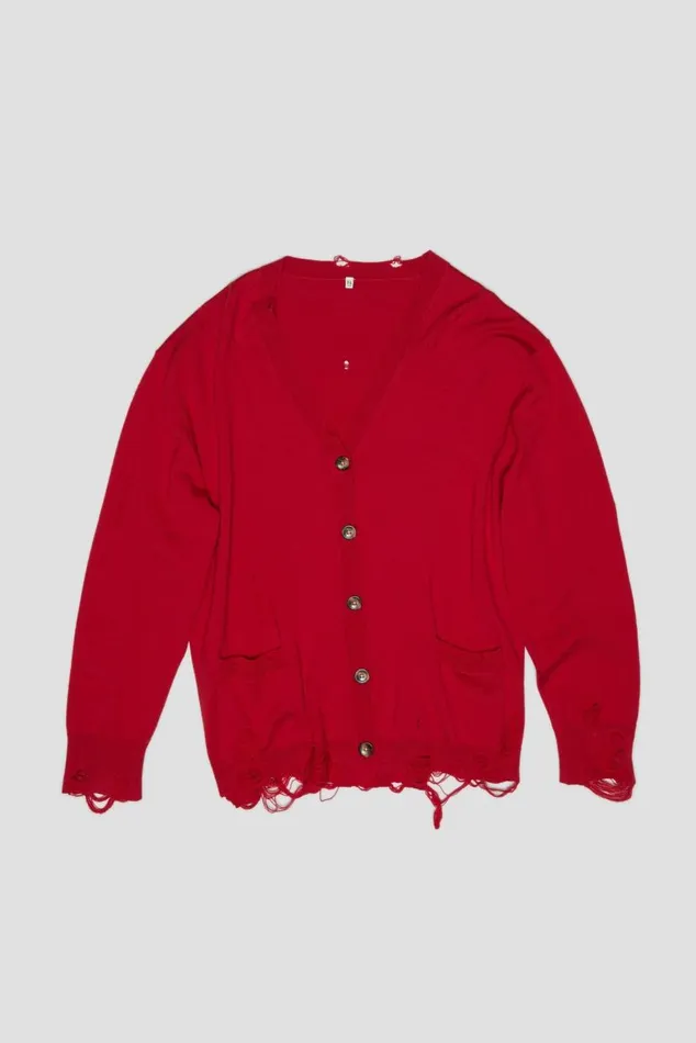OVERSIZED DISTRESSED CARDIGAN 8211 RED CASHMERE Women R13 Tops