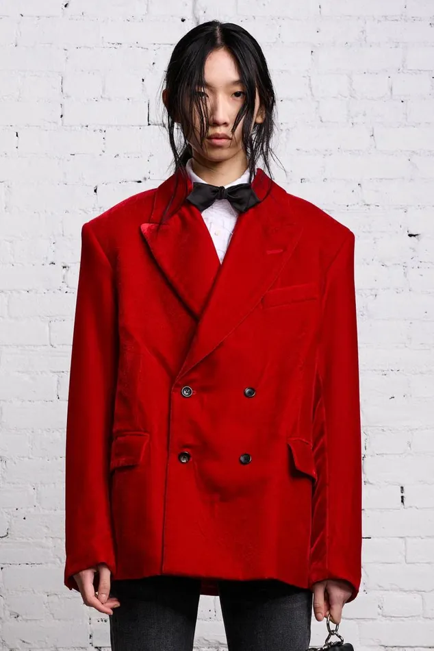 OVERSIZED RAGGED BLAZER 8211 RED VELVET Women R13 Jackets and Coats