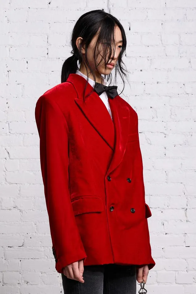 OVERSIZED RAGGED BLAZER 8211 RED VELVET Women R13 Jackets and Coats