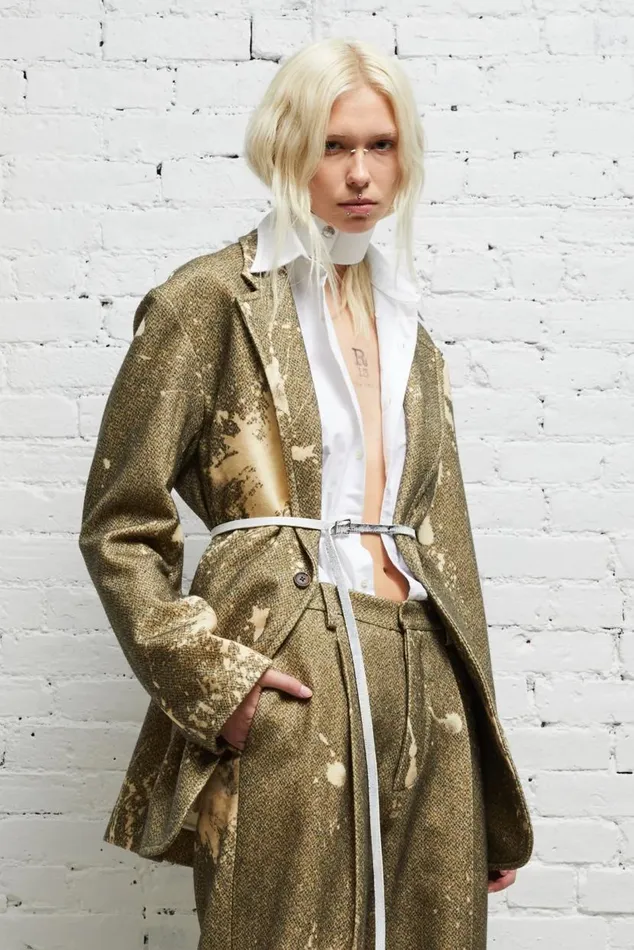 OVERSIZED RAGGED BLAZER 8211 TWEED PAINT SPLATTER Women R13 Jackets and Coats