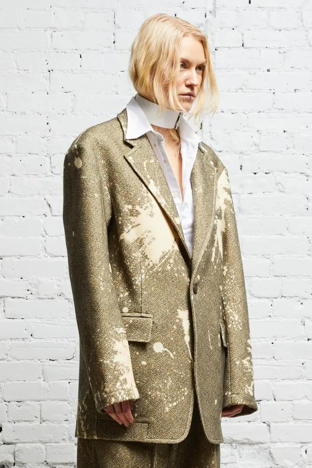 OVERSIZED RAGGED BLAZER 8211 TWEED PAINT SPLATTER Women R13 Jackets and Coats