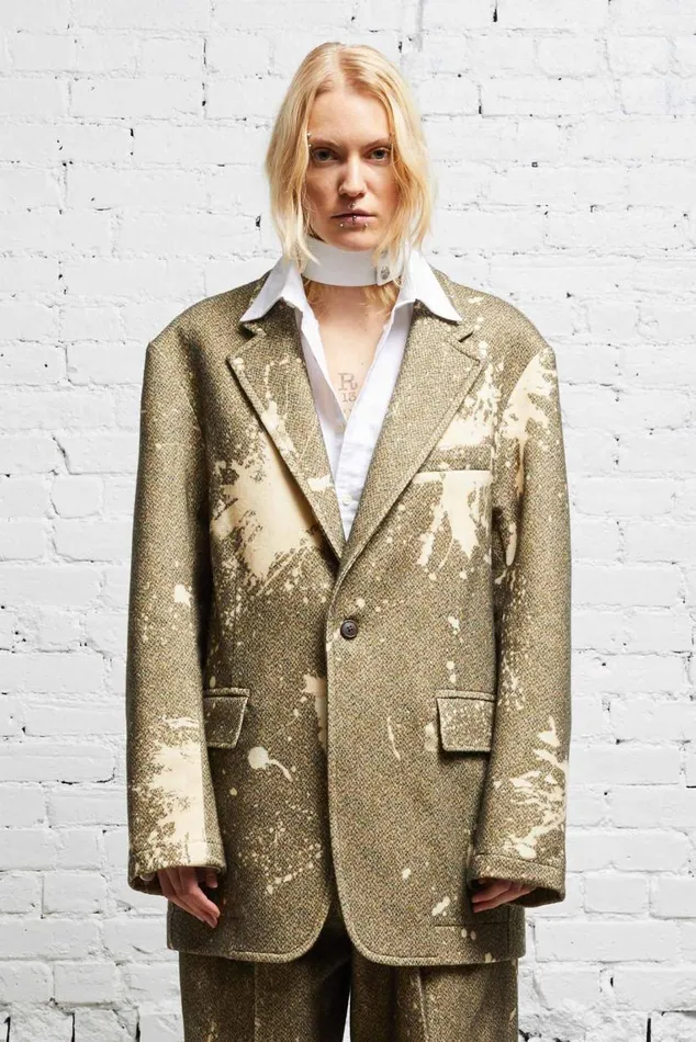 OVERSIZED RAGGED BLAZER 8211 TWEED PAINT SPLATTER Women R13 Jackets and Coats