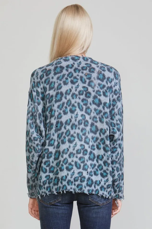 OVERSIZED SWEATER 8211 BLUE LEOPARD Women R13 Sweaters