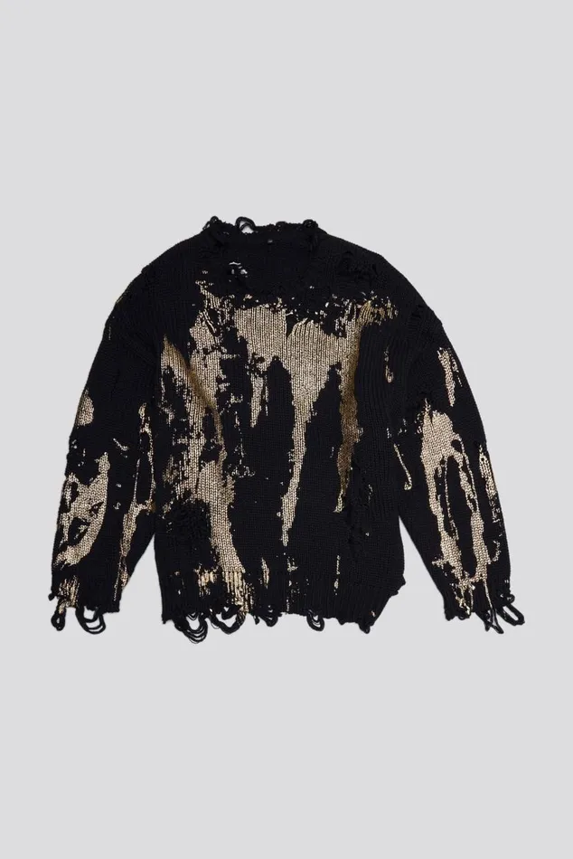 OVERSIZED SWEATER 8211 GOLD SPLATTERED BLACK Women R13 Sweaters