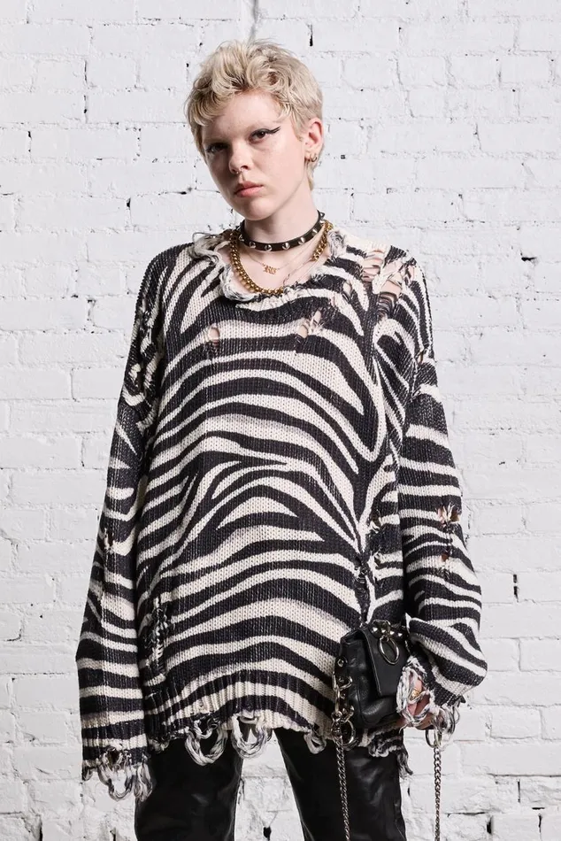 OVERSIZED SWEATER 8211 ZEBRA PRINT Women R13 Sweaters
