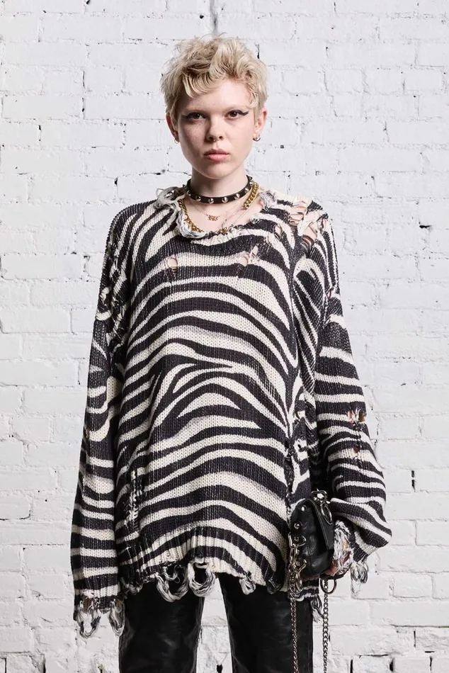 OVERSIZED SWEATER 8211 ZEBRA PRINT Women R13 Sweaters