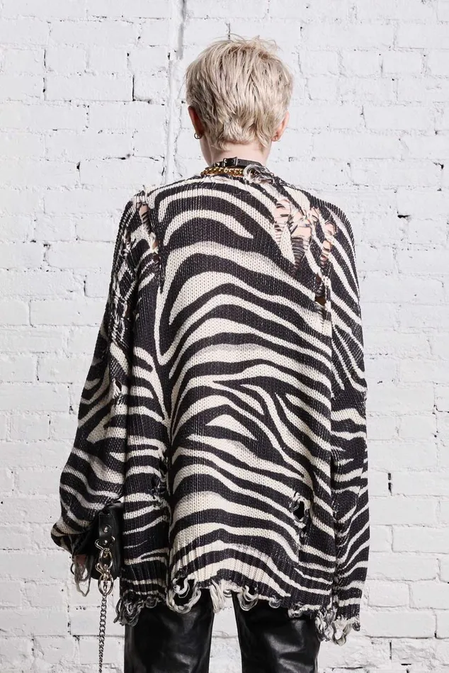 OVERSIZED SWEATER 8211 ZEBRA PRINT Women R13 Sweaters