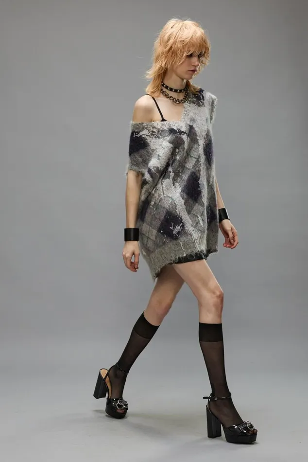 OVERSIZED SWEATER VEST 8211 GREY ARGYLE Women R13 Sweaters