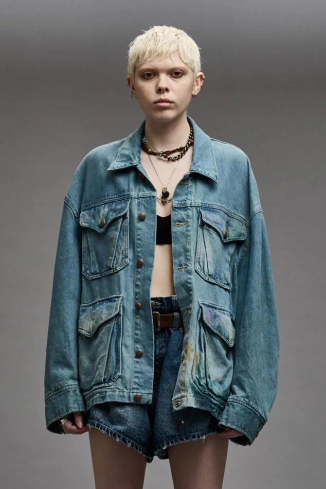 OVERSIZED TRUCKER PARKA 8211 WARREN BLUE Women R13 Jackets and Coats