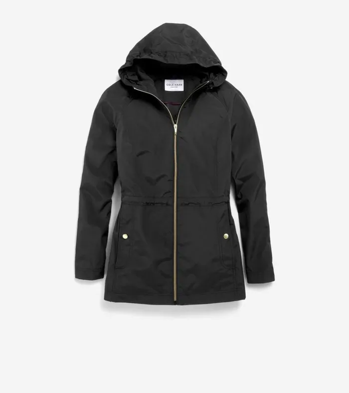 Packable Travel Rain Anorak Black Women Cole Haan Rain Jackets