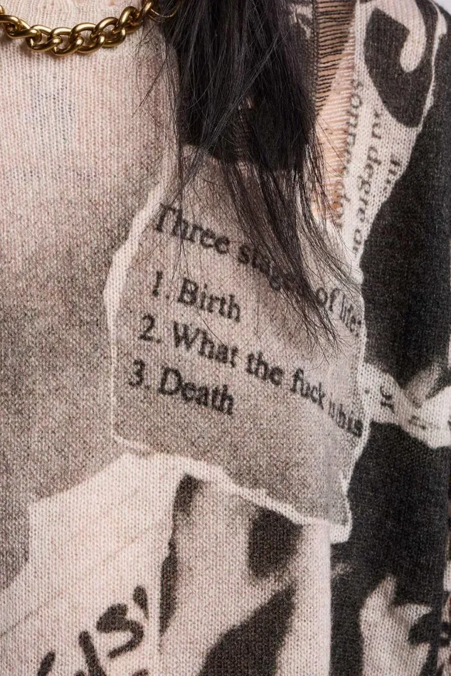 PRINTED BOYFRIEND SWEATER 8211 NEWSPAPER Women R13 Sweaters
