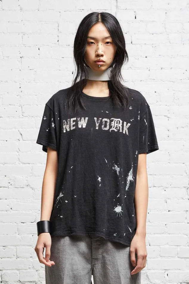 R13 NEW YORK BOY T 8211 ACID BLACK Women R13 TShirts