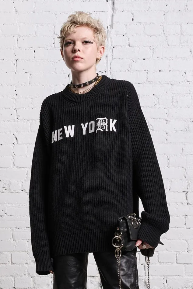 R13 NEW YORK BOYFRIEND SWEATER 8211 BLACK Women R13 Sweaters