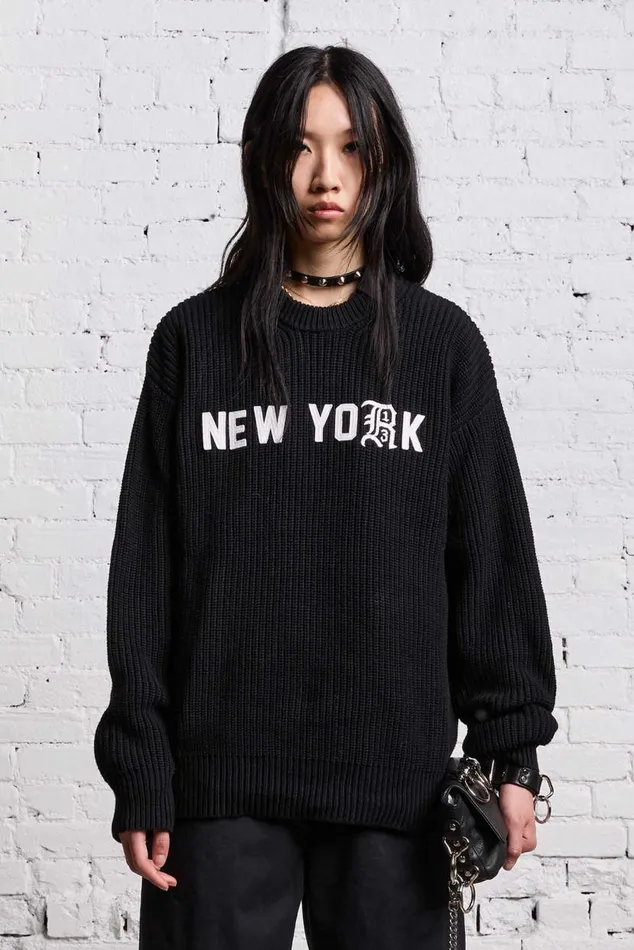 R13 NEW YORK BOYFRIEND SWEATER 8211 BLACK Women R13 Sweaters
