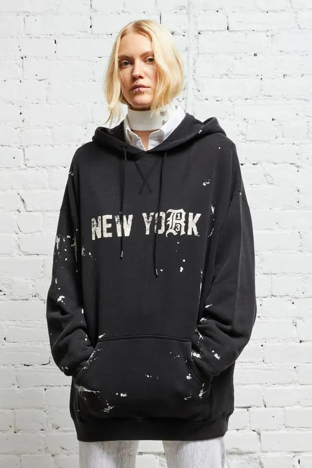 R13 NEW YORK HOODIE 8211 ACID BLACK Women R13 Tops